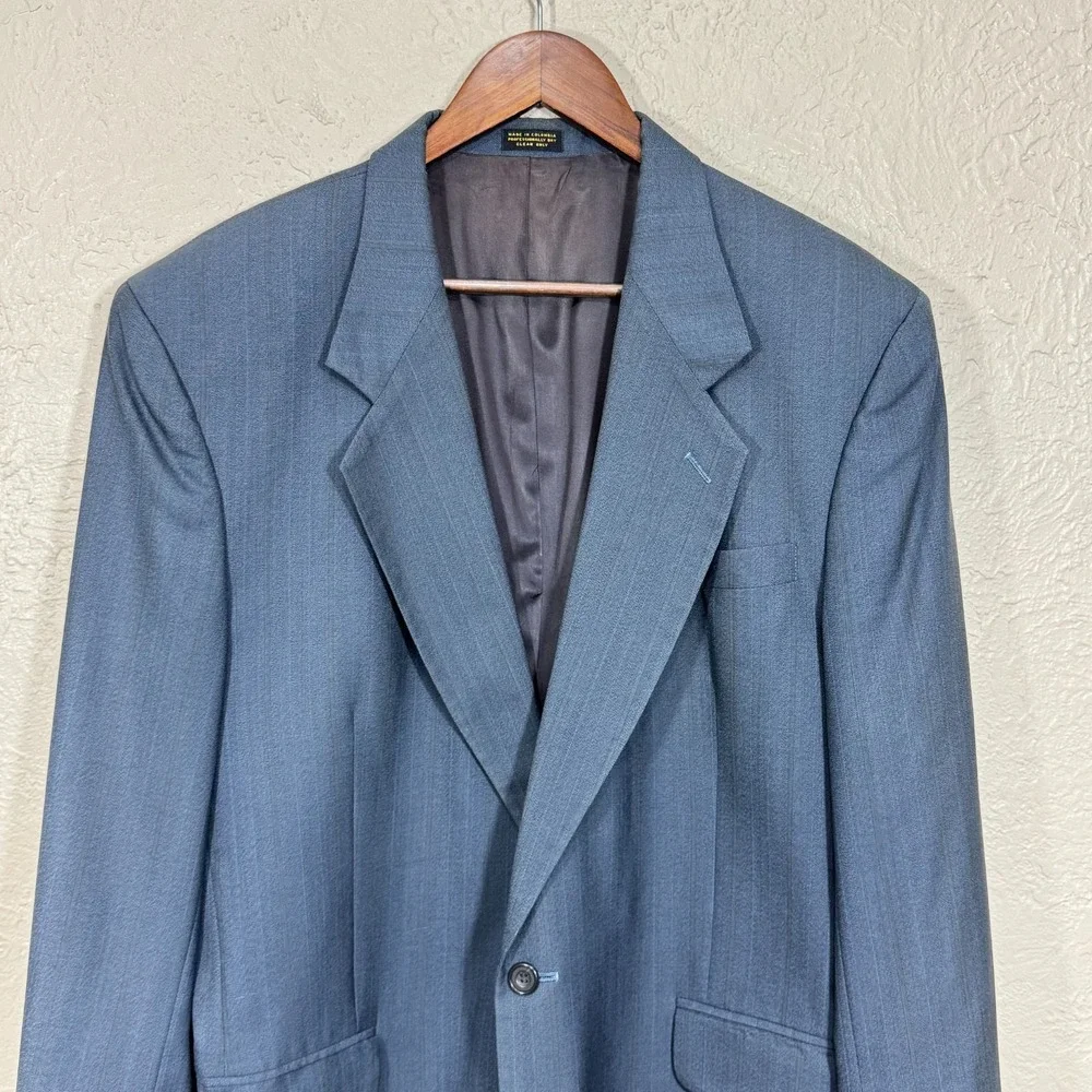 Oscar de la‎ Renta Sport Coat Blazer 44L Blue Wool Old Money Vtg 80s 90s Luxury